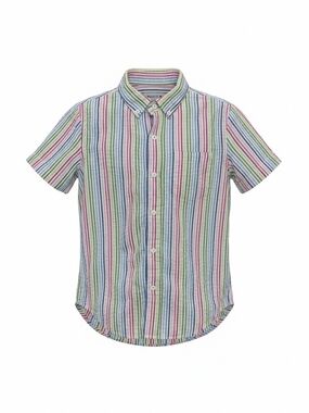 J.Crew Crewcuts Kids Boys Seersucker Striped Textured Button Down Shirt Size 8 M